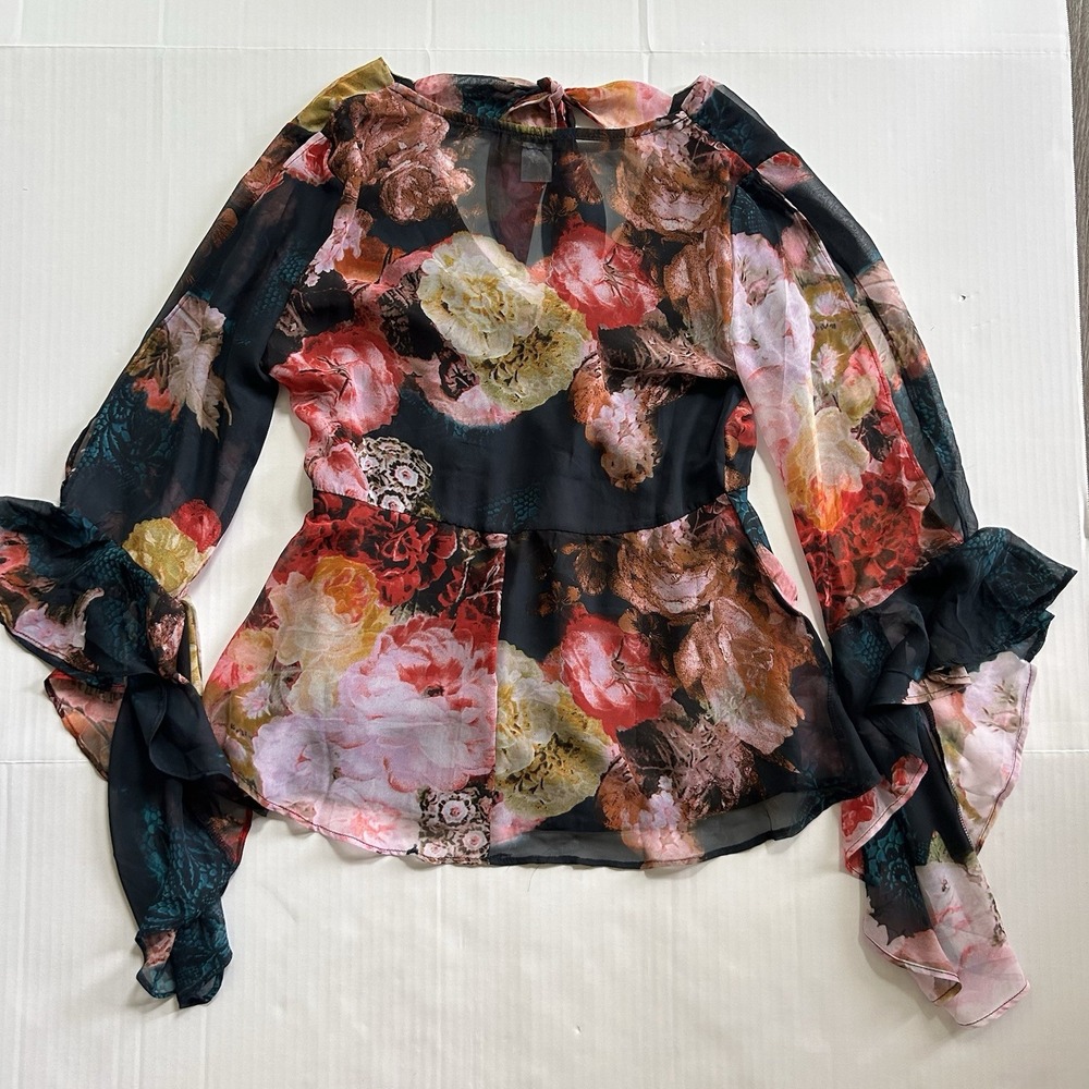 Y2K Style Venus Floral Fairy Top Bell Sleeve Whimsigoth Ethereal Boho Chic - Picture 3 of 5